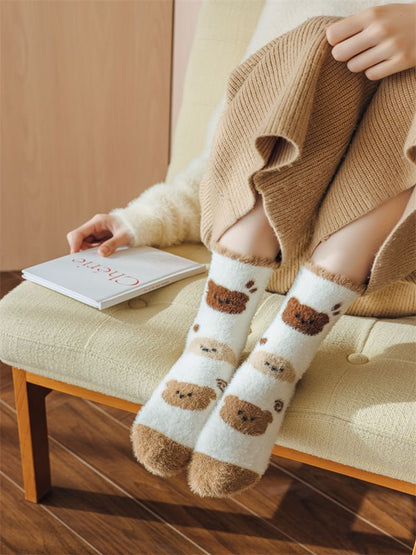 Bear Print Fleece Socks SpreePicky