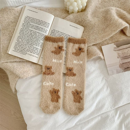 Bear Print Fleece Socks SpreePicky