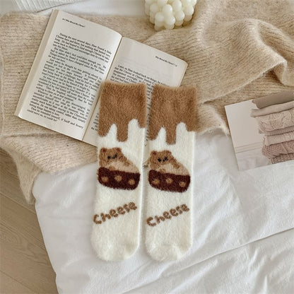 Bear Print Fleece Socks SpreePicky