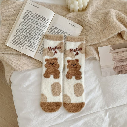 Bear Print Fleece Socks SpreePicky