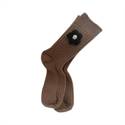 Flower Accent Ribbed Socks SpreePicky