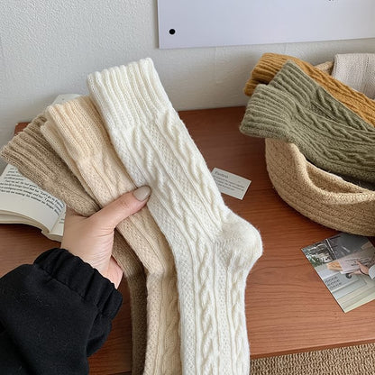 Plain Cable Knit Socks SpreePicky