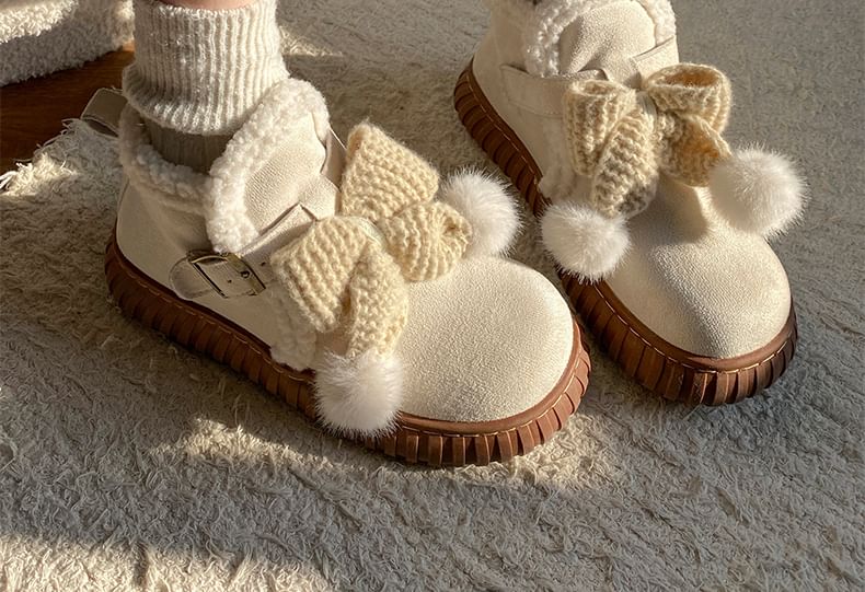 Pom Pom Short Snow Boots SpreePicky