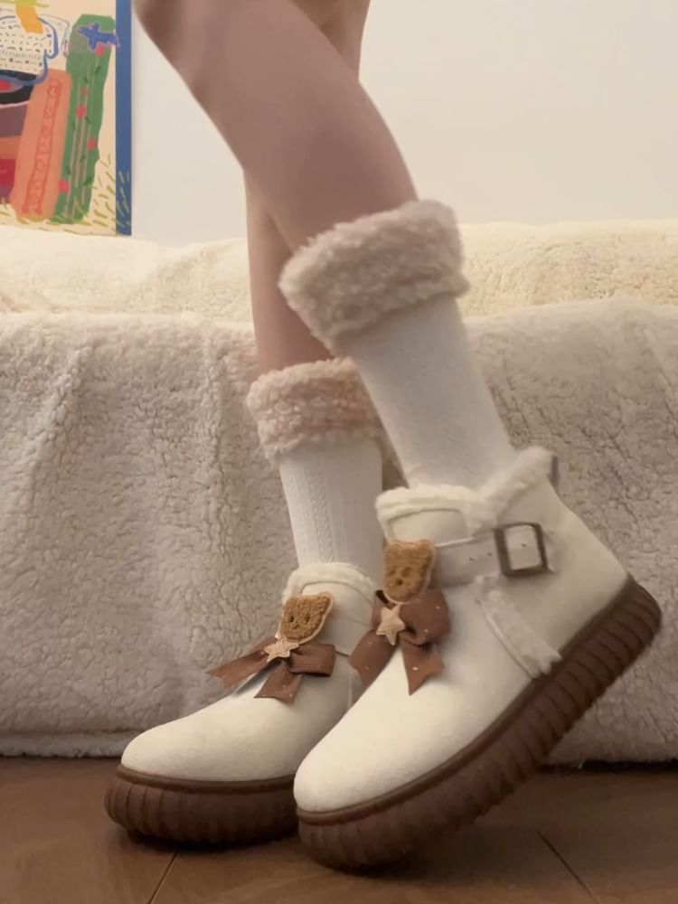 Bear Accent Platform Short Snow Boots SpreePicky