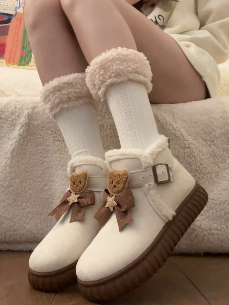 Bear Accent Platform Short Snow Boots SpreePicky