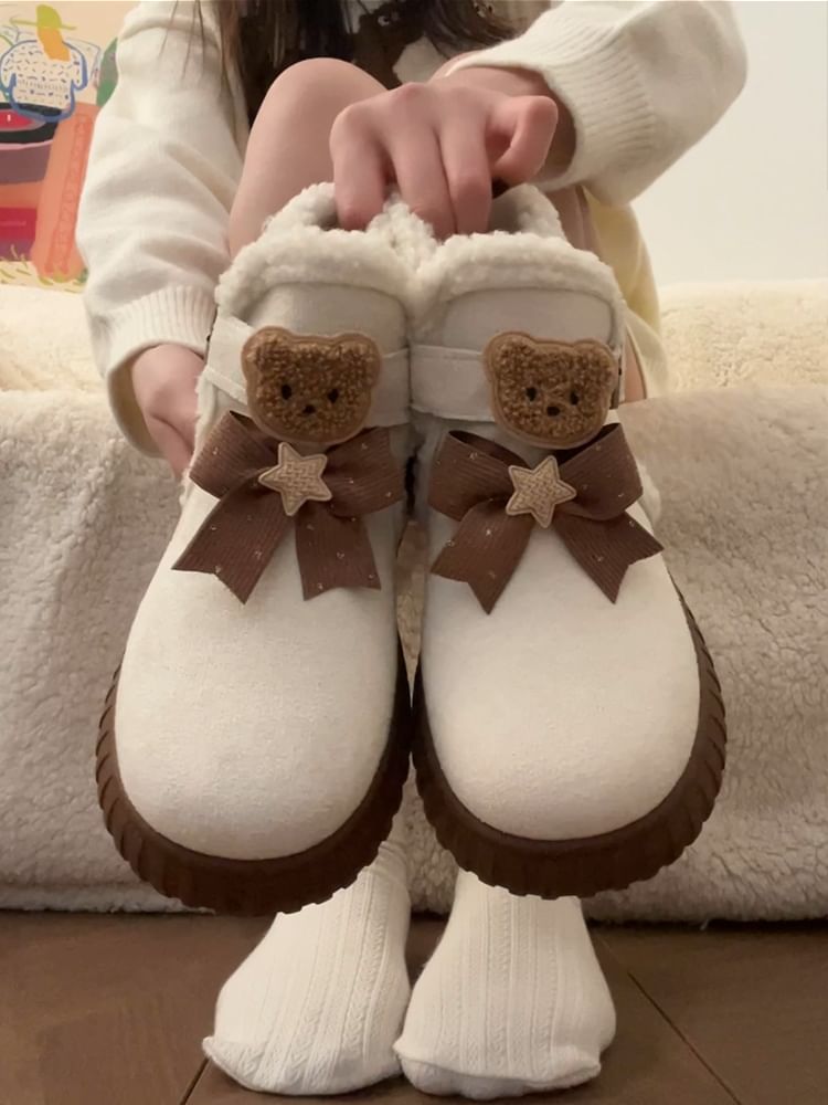 Bear Accent Platform Short Snow Boots SpreePicky