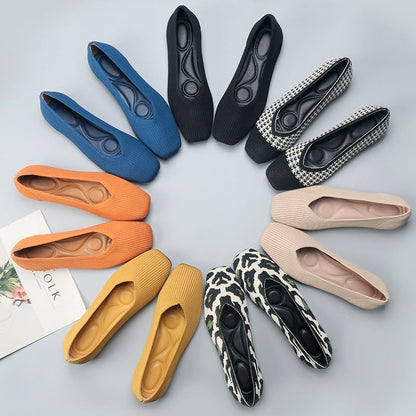 Square Toe Woven Flats SpreePicky