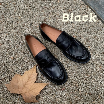 Genuine Leather Plain Loafers SpreePicky