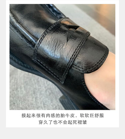 Genuine Leather Plain Loafers SpreePicky