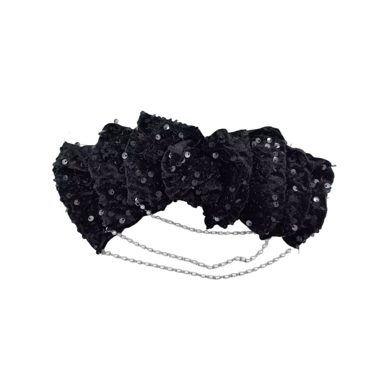 Bow Sequin Chained Hair Claw SpreePicky