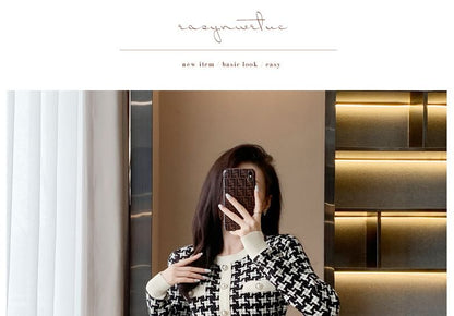 Long-Sleeve Crew Neck Patterned Knit Mini Sheath Dress mySite