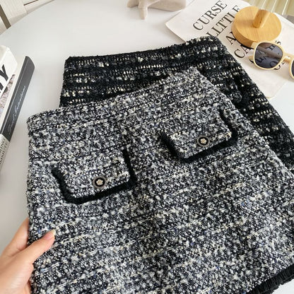 High Waist Tweed Mini A-Line Skirt mySite