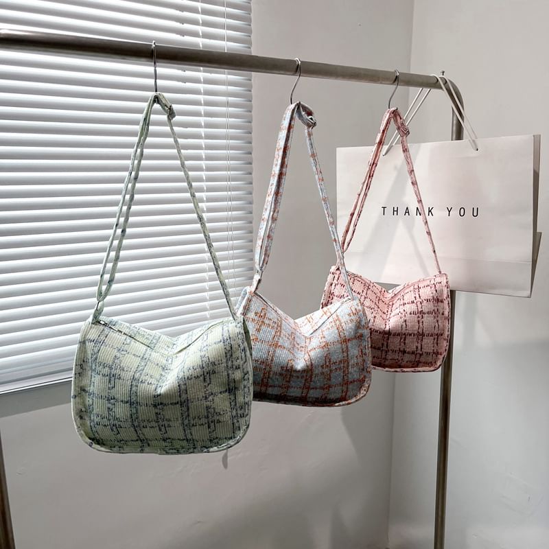 Plaid Corduroy Crossbody Bag SpreePicky