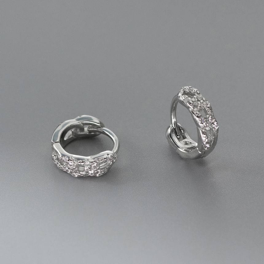 Sterling Silver Rhinestone Huggie Earring SpreePicky