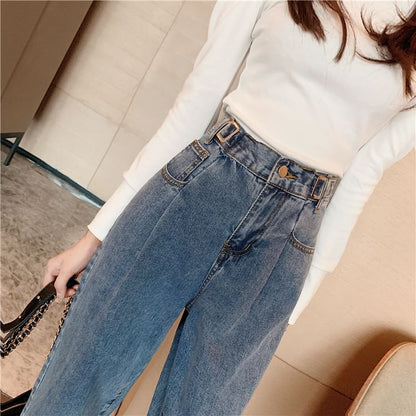 High Waist Crop Harem Jeans SpreePicky