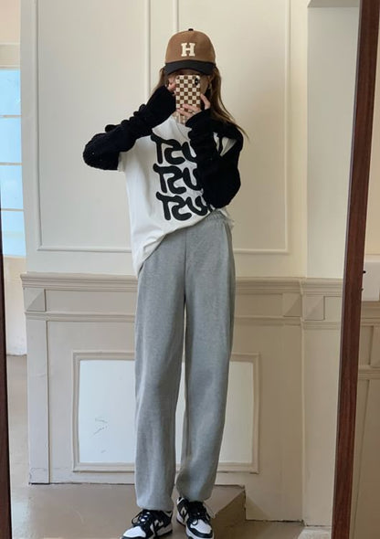 High Waist Plain Sweatpants SpreePicky