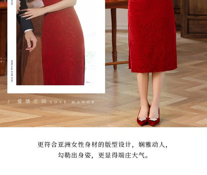 Short-Sleeve Square-Neck Floral Embroidered Lace Bodycon Evening Gown SpreePicky