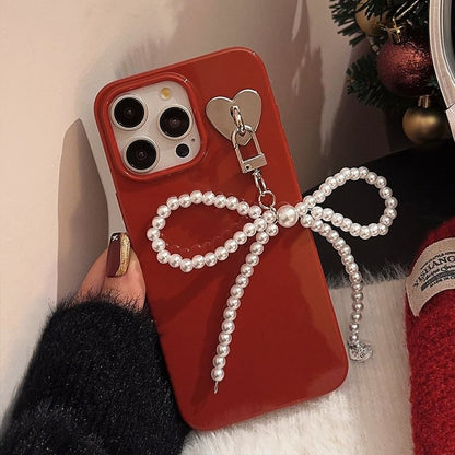 Bow Faux Pearl Charm Phone Case SpreePicky