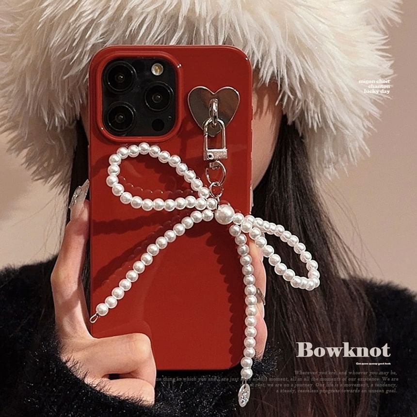 Bow Faux Pearl Charm Phone Case SpreePicky