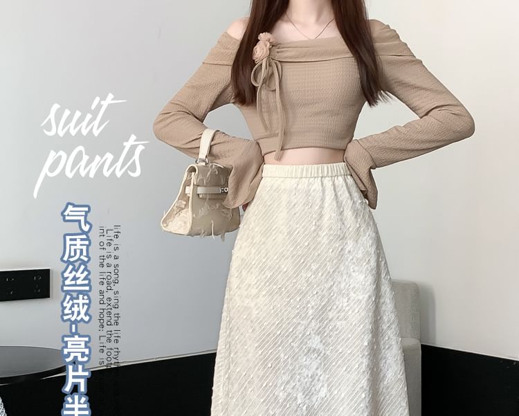 High-Waist Plain Skirt SpreePicky