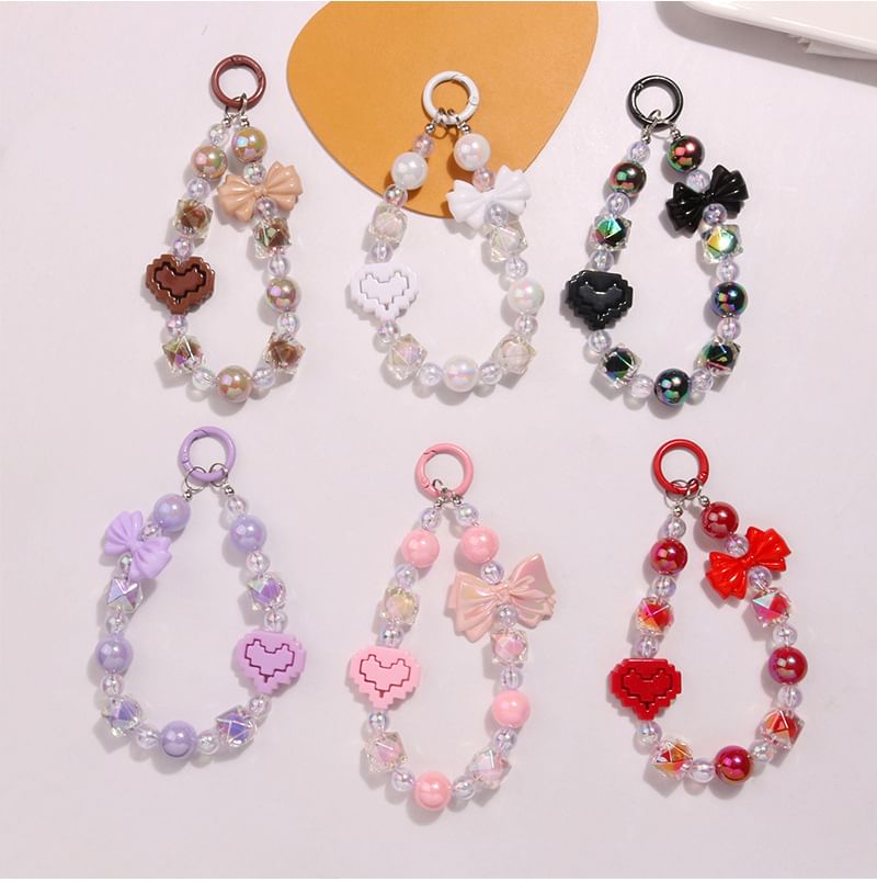 Heart Bow Bead Acrylic Bag Charm SpreePicky