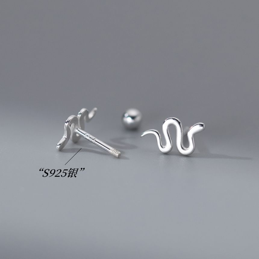 Snake Sterling Silver Barbell Earring SpreePicky