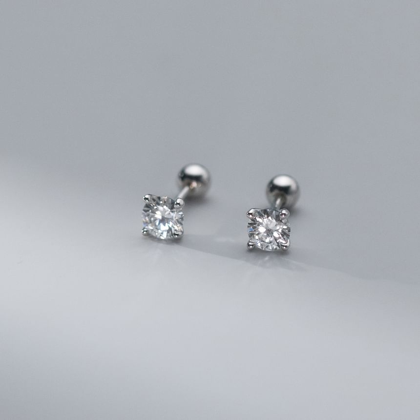 Rhinestone Sterling Silver Barbell Earring SpreePicky