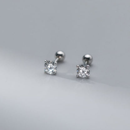 Rhinestone Sterling Silver Barbell Earring SpreePicky