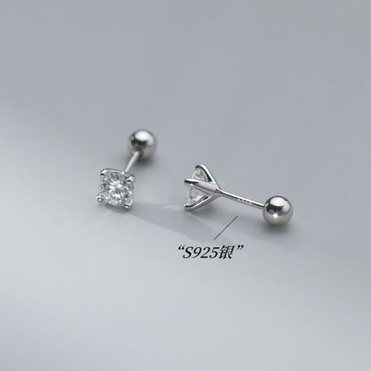 Rhinestone Sterling Silver Barbell Earring SpreePicky