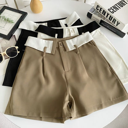 High Waist Two Tone Dress Shorts mySite