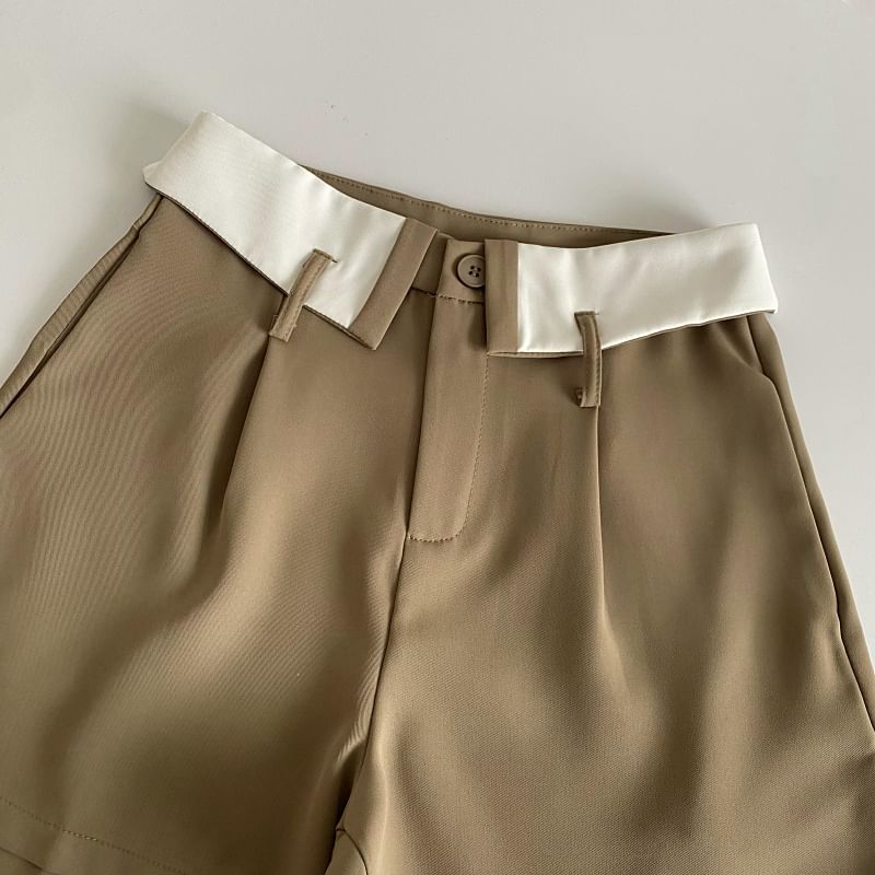 High Waist Two Tone Dress Shorts mySite