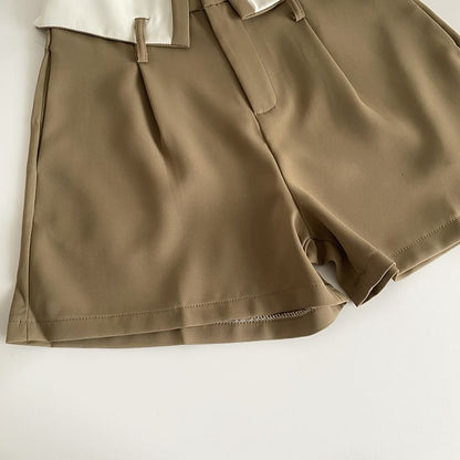 High Waist Two Tone Dress Shorts mySite