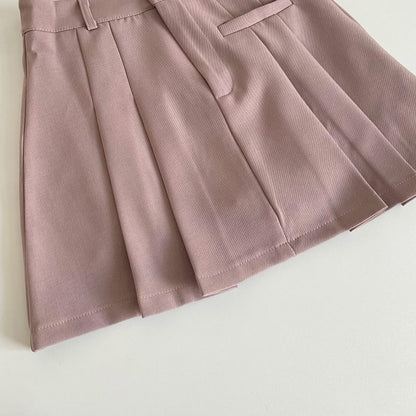 High Waist Plain Pleated Mini A-Line Skirt mySite