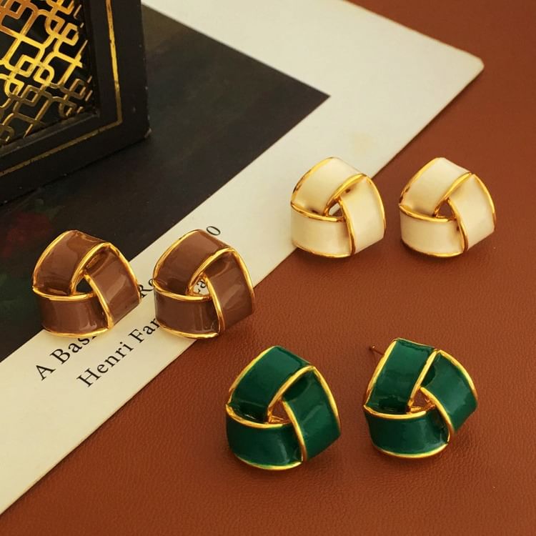 Geometric Glaze Ear Stud SpreePicky