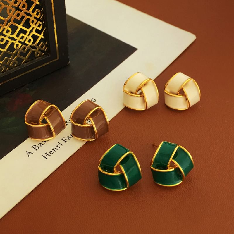 Geometric Glaze Ear Stud SpreePicky