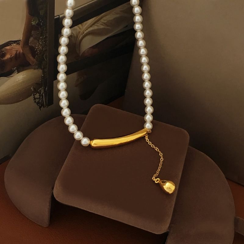 Waterdrop Pendant Faux Pearl Necklace SpreePicky