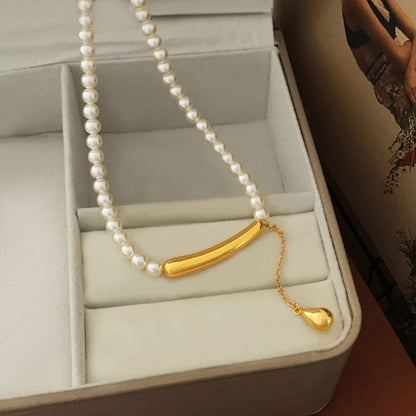 Waterdrop Pendant Faux Pearl Necklace SpreePicky