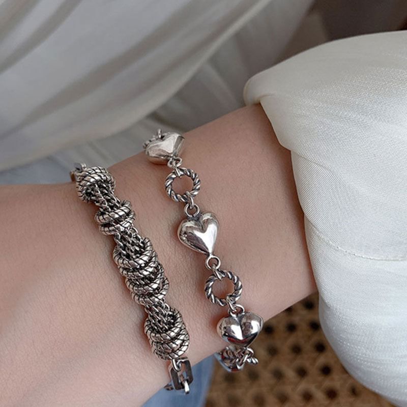 Heart Layered Alloy Bracelet SpreePicky