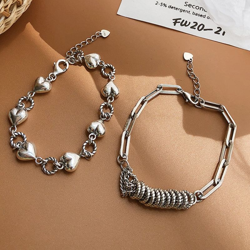 Heart Layered Alloy Bracelet SpreePicky