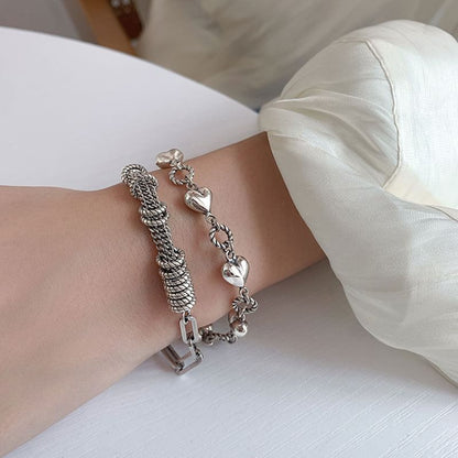 Heart Layered Alloy Bracelet SpreePicky