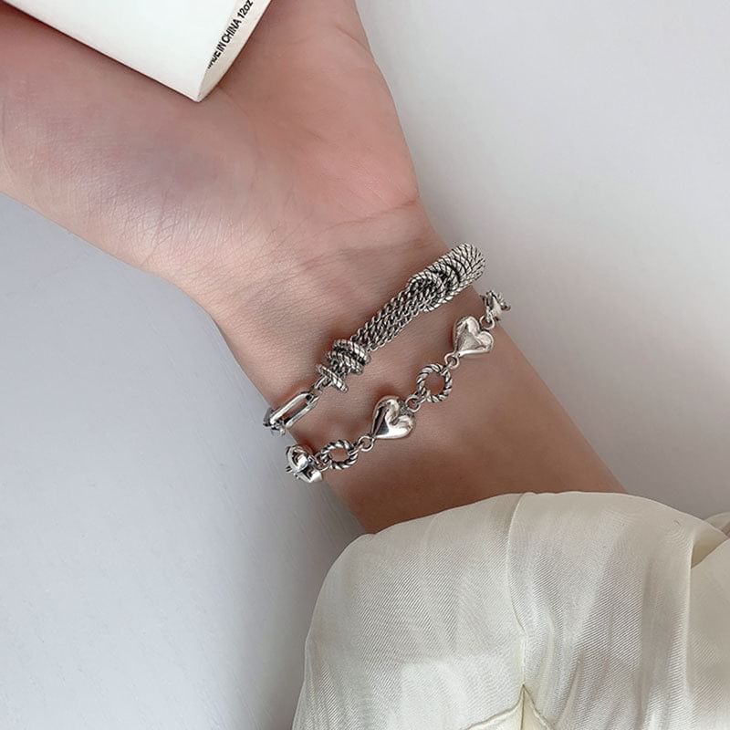 Heart Layered Alloy Bracelet SpreePicky