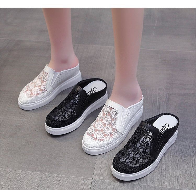 Hidden Wedge Lace Slip-Ons SpreePicky