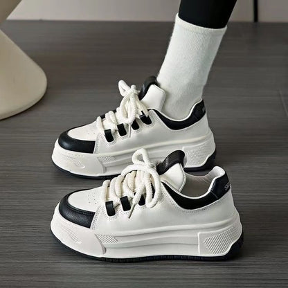 Faux Leather Lace-Up Sneakers SpreePicky