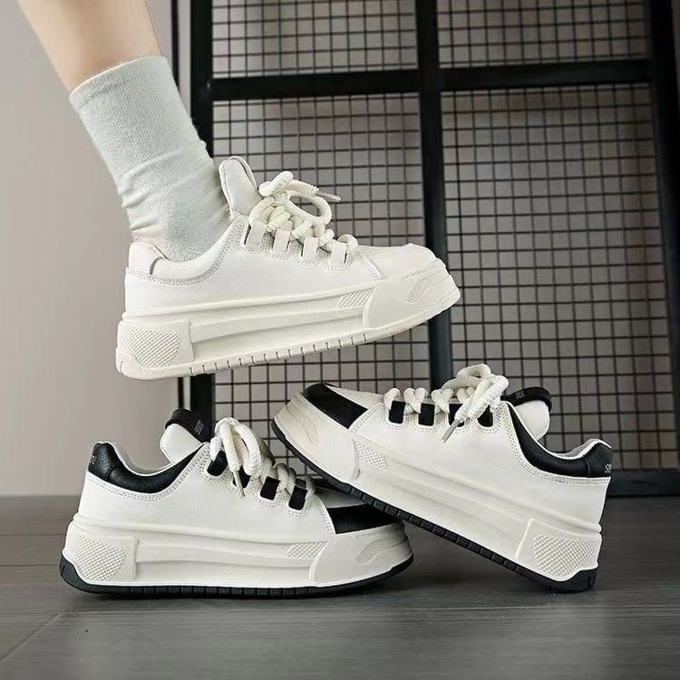 Faux Leather Lace-Up Sneakers SpreePicky