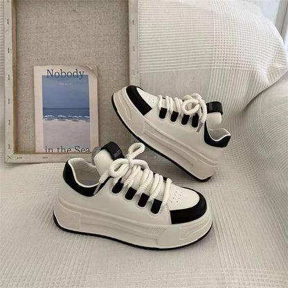 Faux Leather Lace-Up Sneakers SpreePicky