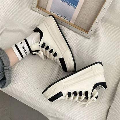 Faux Leather Lace-Up Sneakers SpreePicky