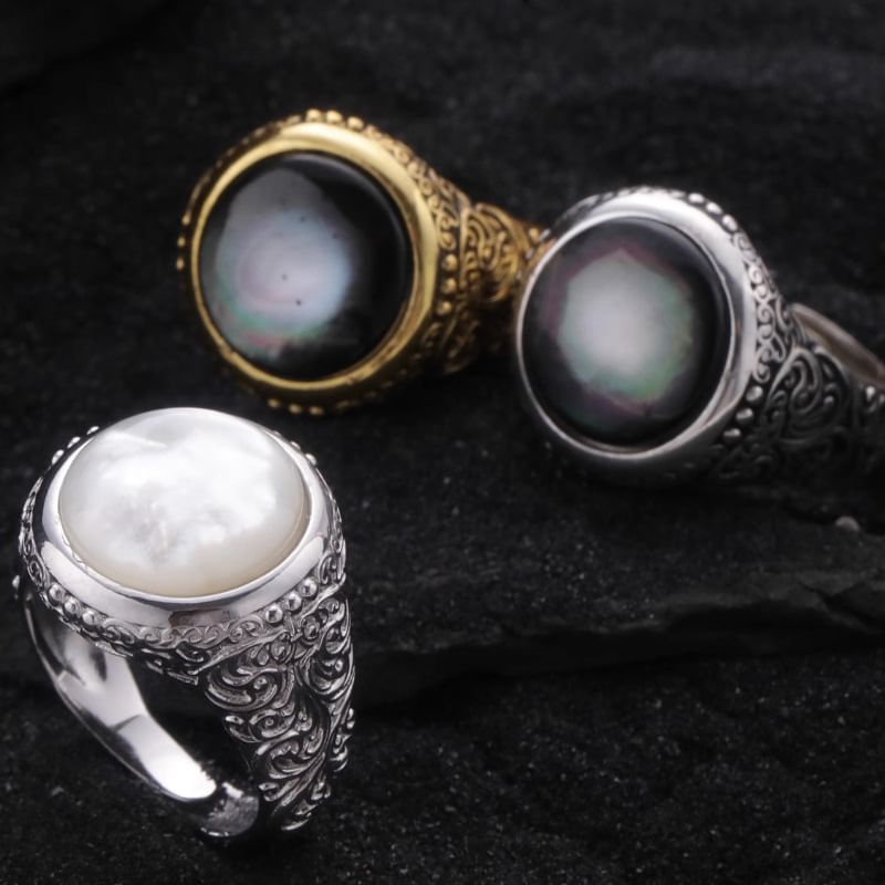 Faux Gemstone Bead Alloy Open Ring SpreePicky