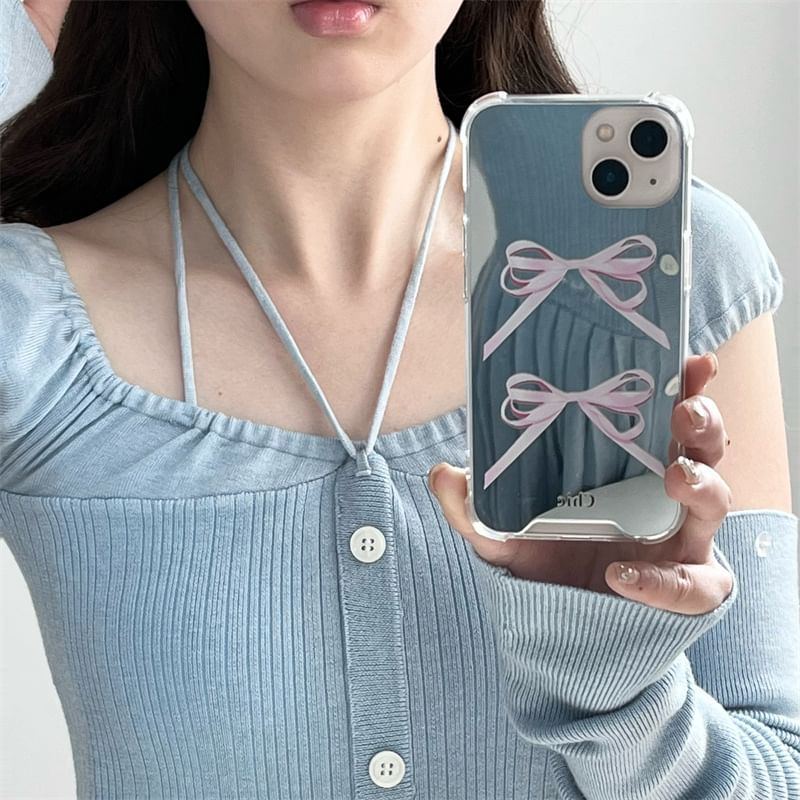 Ribbon Mirrored Phone Case - iPhone 15 Pro Max / 15 Pro / 15 Plus / 15 / 14 Pro Max / 14 Pro / 14 Plus / 14 / 13 Pro Max / 13 Pro / 13 / 13 mini / 12 Pro Max / 12 Pro / 12 / 12 mini / 11 Pro Max / 11 Pro / 11 SpreePicky