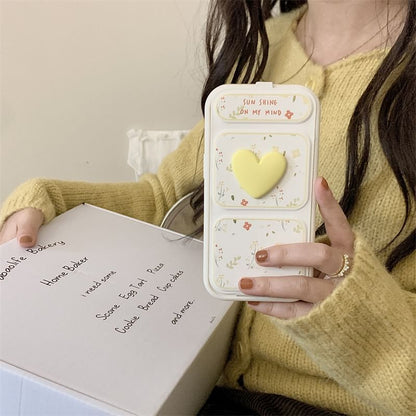 Floral Heart Foldable Stand Phone Case - iPhone 15 Pro Max / 15 Pro / 15 Plus / 15 / 14 Pro Max / 14 Pro / 14 Plus / 14 / 13 Pro Max / 13 Pro / 13 / 13 mini / 12 Pro Max / 12 Pro / 12 / 12 mini / 11 Pro Max / 11 Pro / 11 SpreePicky