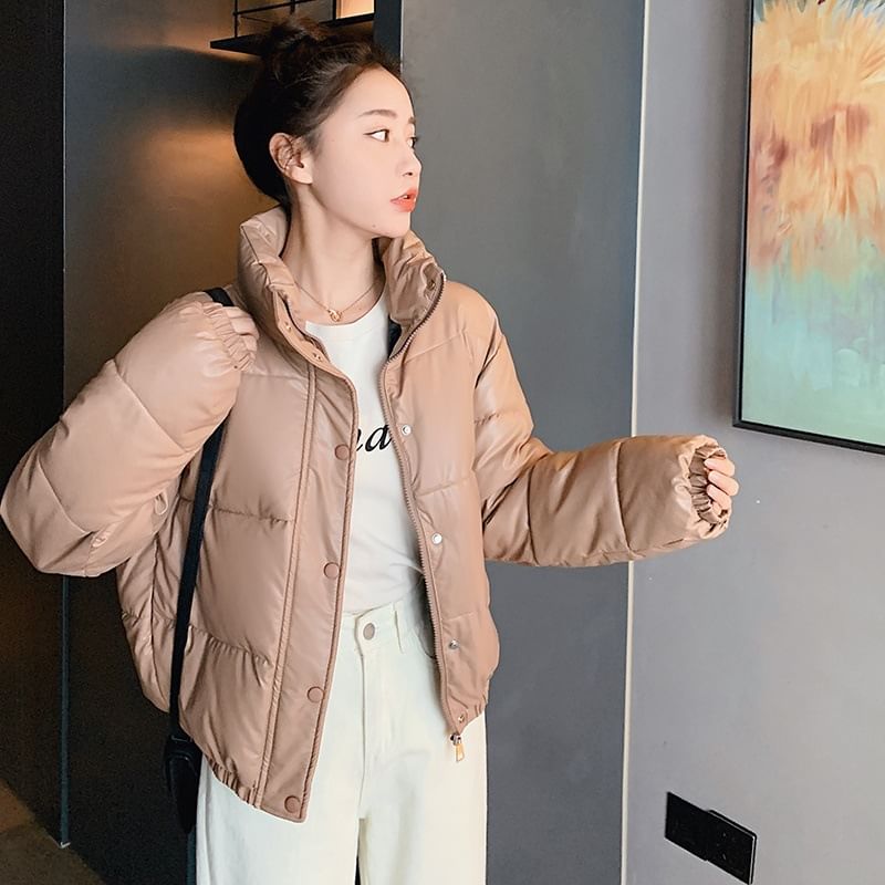 High Neck Padded Button-Up Jacket SpreePicky